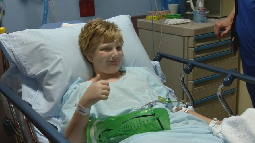 Halen smiles after seeing cast Dr. Jacks created