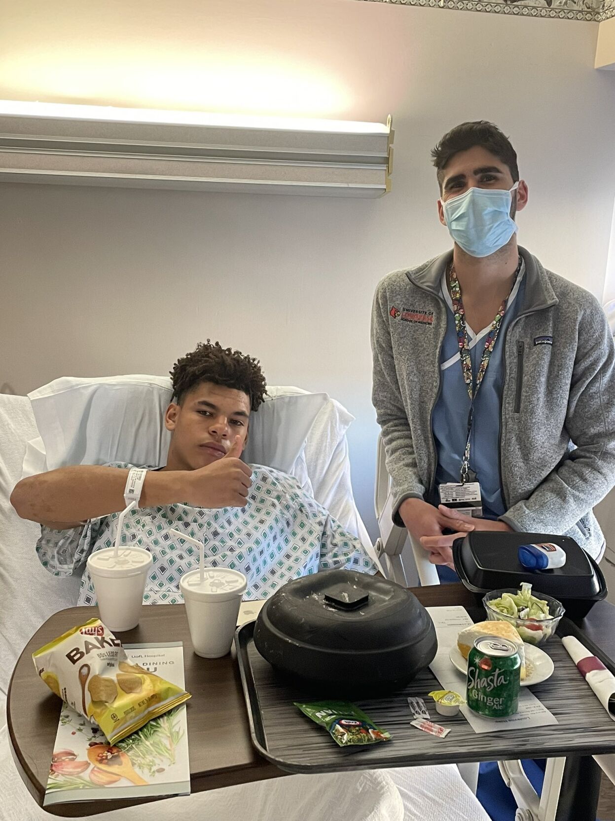 Caleb Woodson in UofL Hospital after emergency appendectomy in March 2022