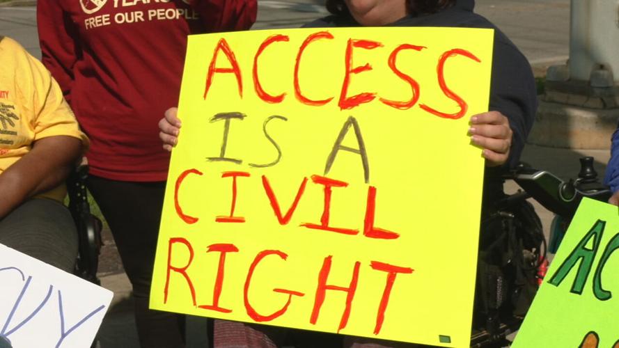 Close to one dozen people gathered to protest TARC Monday, April 8, 2024