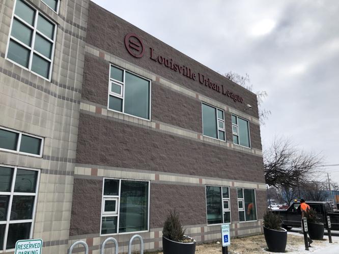 Louisville Urban League building mug