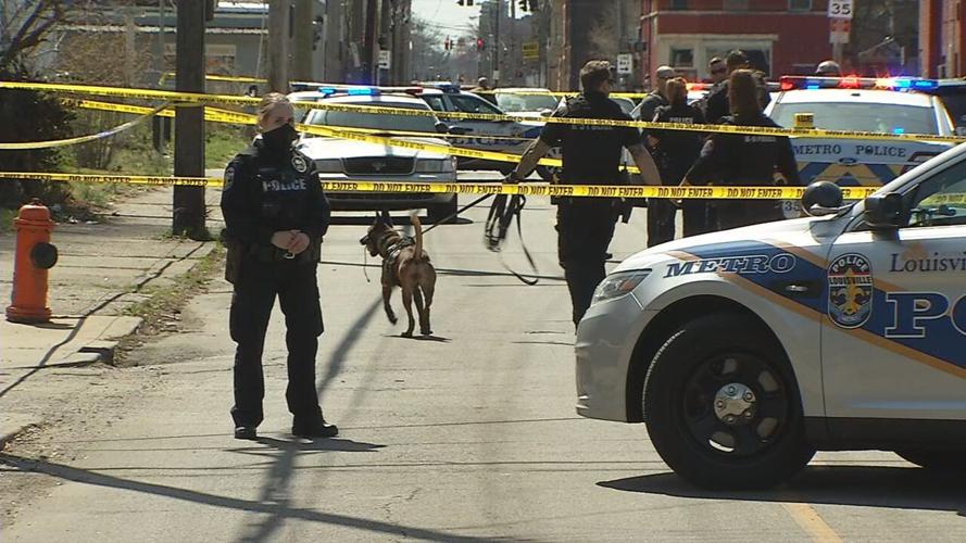 LMPD with K9 at shooting in Russell neighborhood