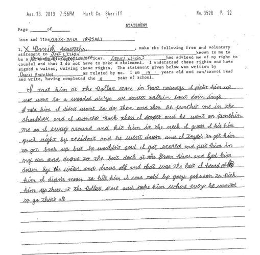 Hostetler confession letter