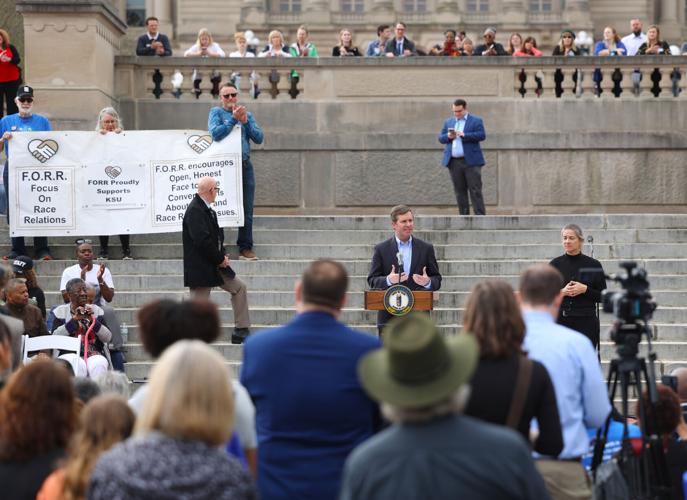 Gov. Andy Beshear speaks during March on Frankfort.JPG