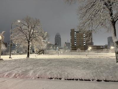 Downtown Louisville snow 12/02/2025