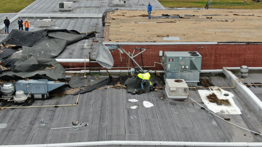 Ben Johnson Elementary School damage - aerial view