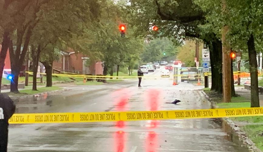 Sept. 22, 2021 homicide scene where 3 students shot at bus stop