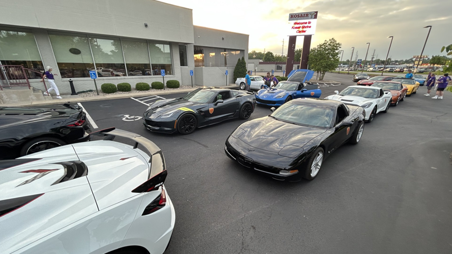 Corvettes at Kosair Shrine before St. Jude Corvette Drive