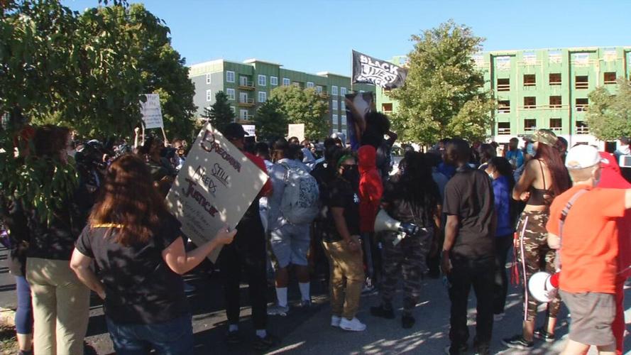 Crowd gathers for rally outside AG Daniel Cameron's office in Louisville 9/18/20