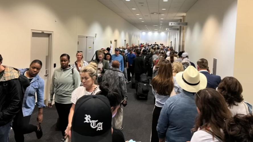Crowds at the Louisville Muhammad Ali International Airport on Sunday, May 7, 2023