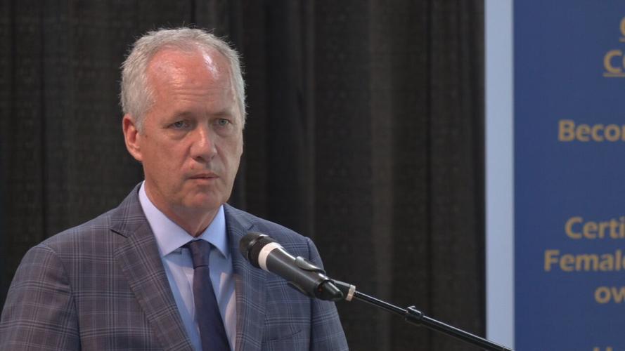 Louisville Mayor Greg Fischer makes remarks at the 60th Anniversary Juneteenth Luncheon held on June 16, 2022
