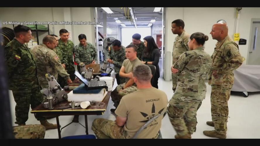 Members of Ecuador's army train with Kentucky National Guard members in June 2023