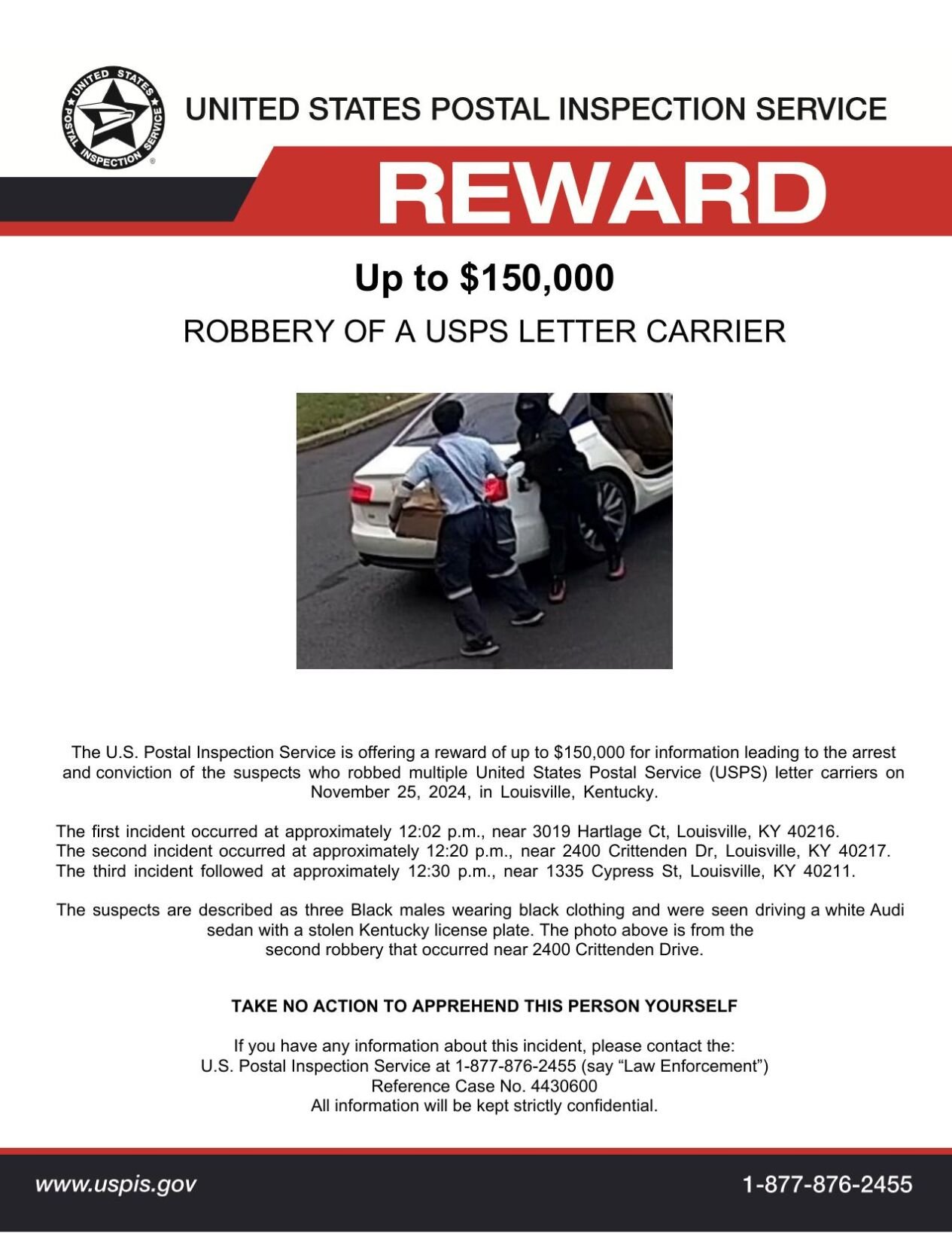 Mail Carrier Reward Poster