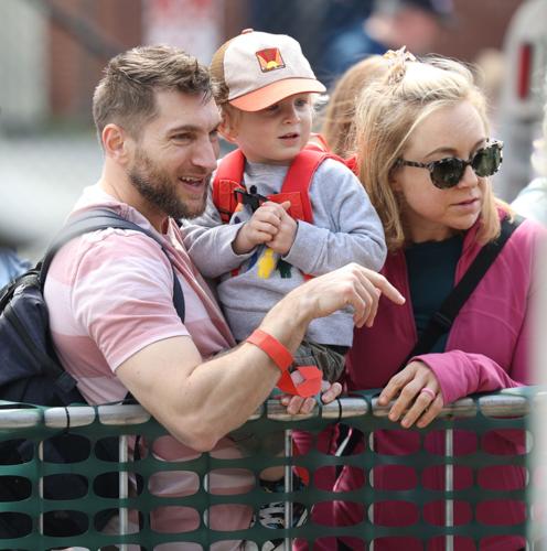 CHild points at goats