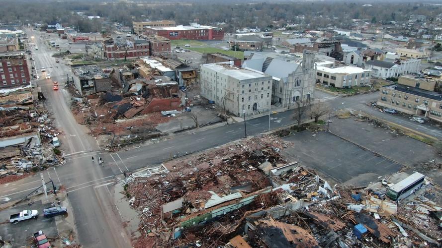 Tornado damage in Mayfield, KY
