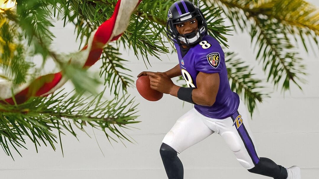 CRAWFORD  Lamar Jackson Christmas ornament coming soon from