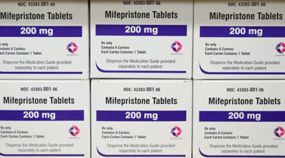 Boxes of Mifepristone, the abortion pill