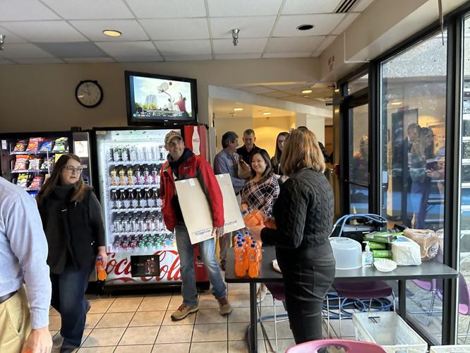 Kenny Bradley in break room for Dave White's retirement