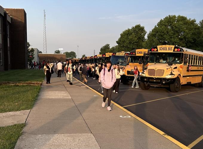 Students walking into school