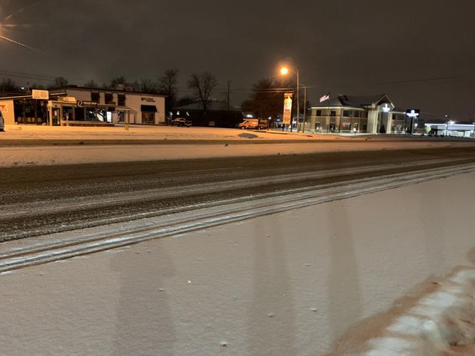 Snow covered road in Middletown