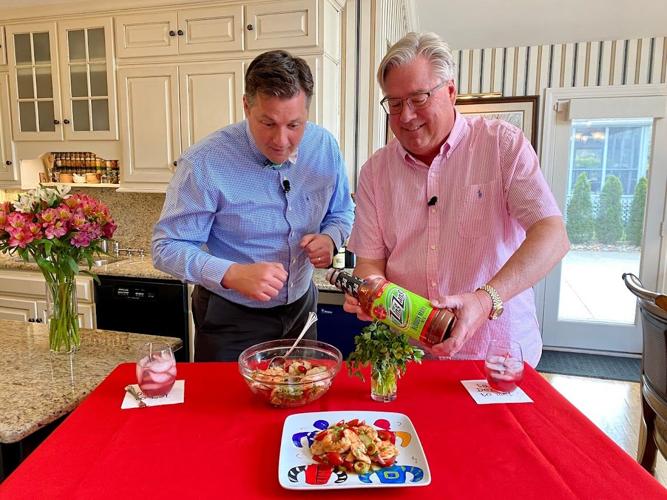 Keith and Tim Laird with Bloody Mary Shrimp Salad