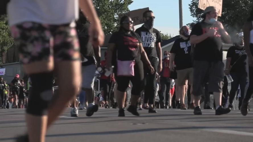 Protesters march on Derby day