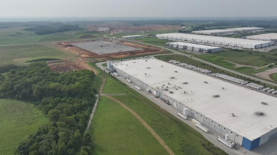 Aerial view of construction at southern Indiana's River Ridge
