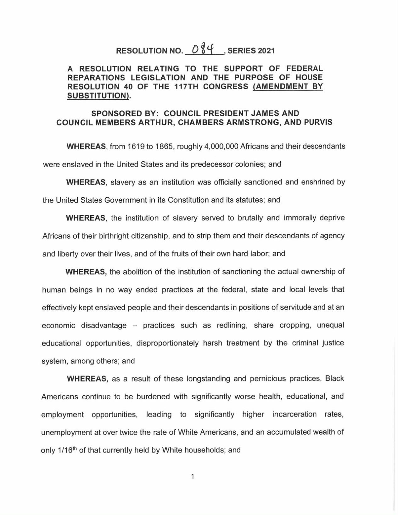 Reparations Resolution