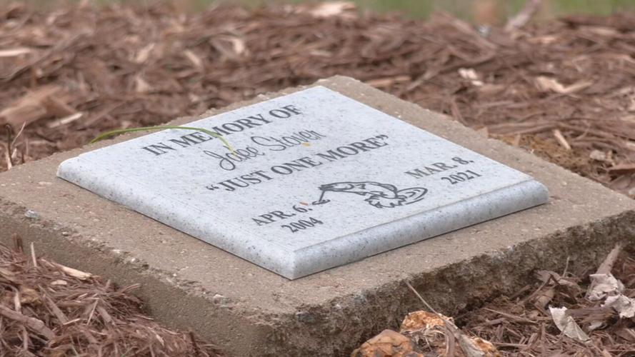 Marker in memory of Jake Stover at Harrods Creek Park