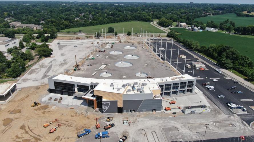 Aerial view of Louisville Topgolf progress 7-11-22