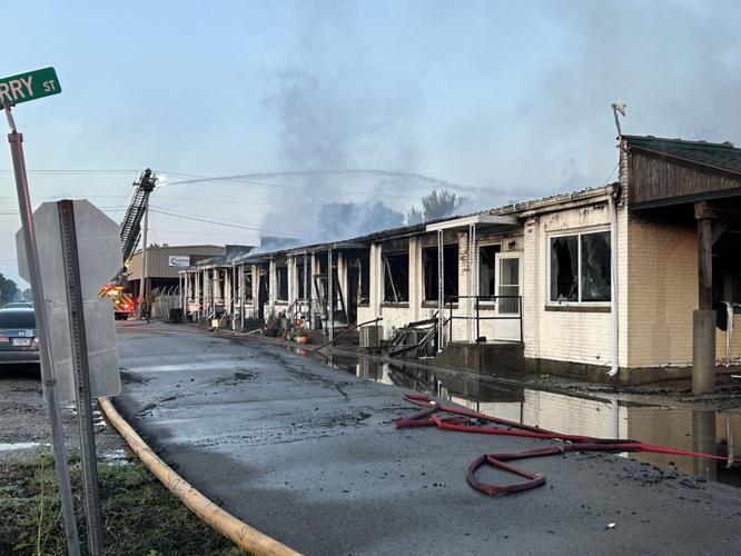 Burned out apartment building in Scottsburg, Indiana