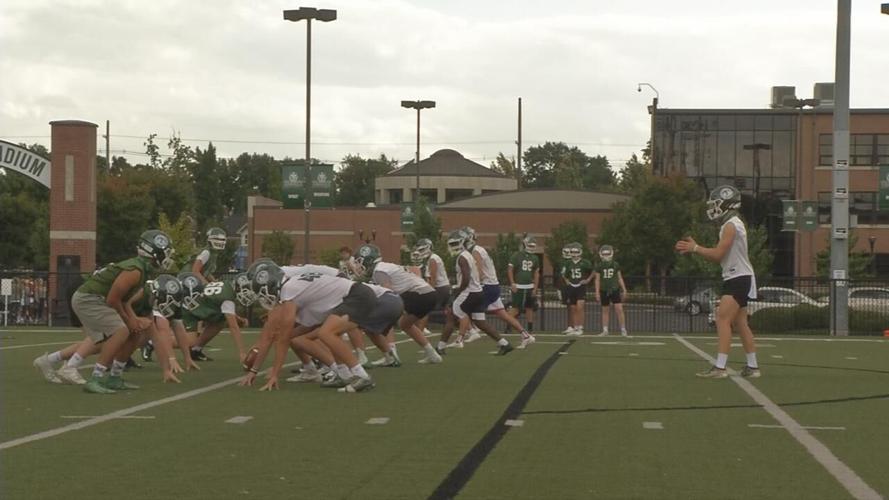 Trinity football team scrimmages during practice