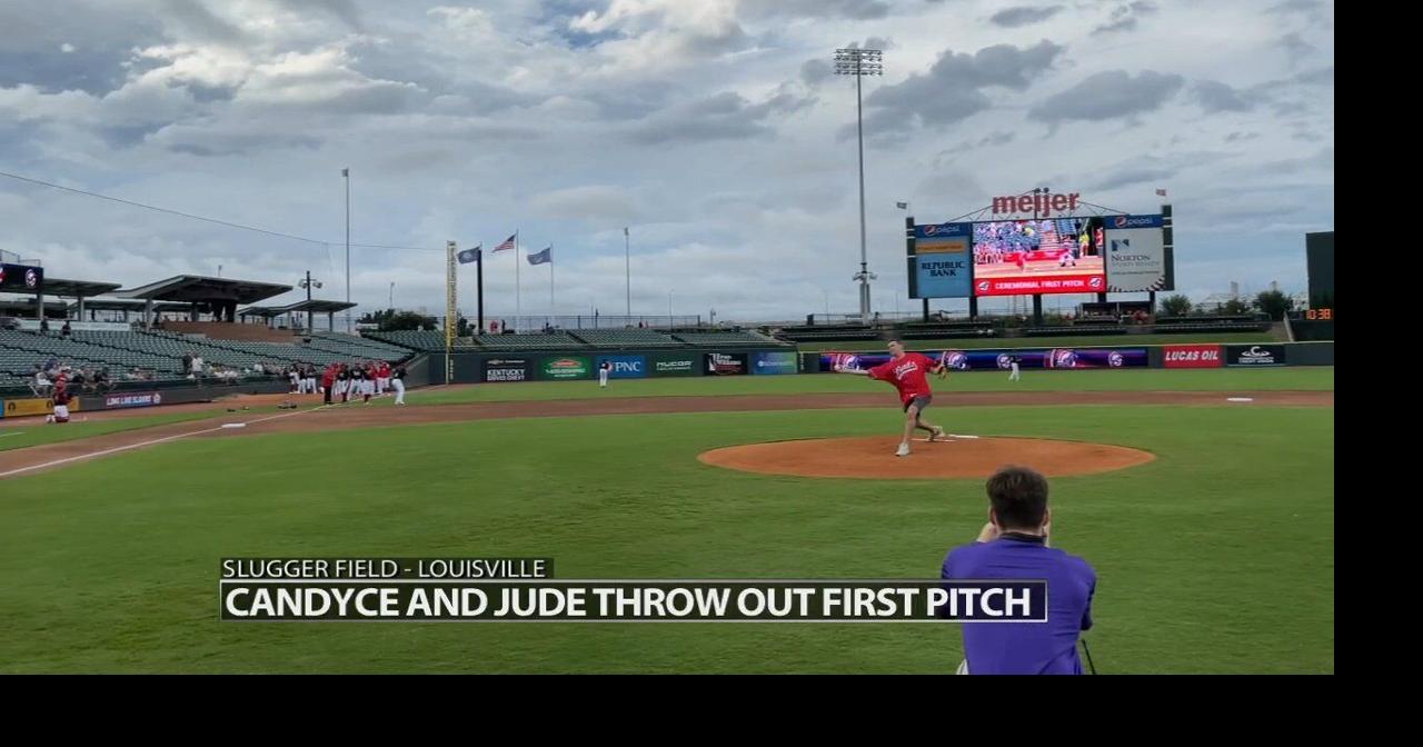 Candyce and Jude throw out the first pitch at Louisville Bats game