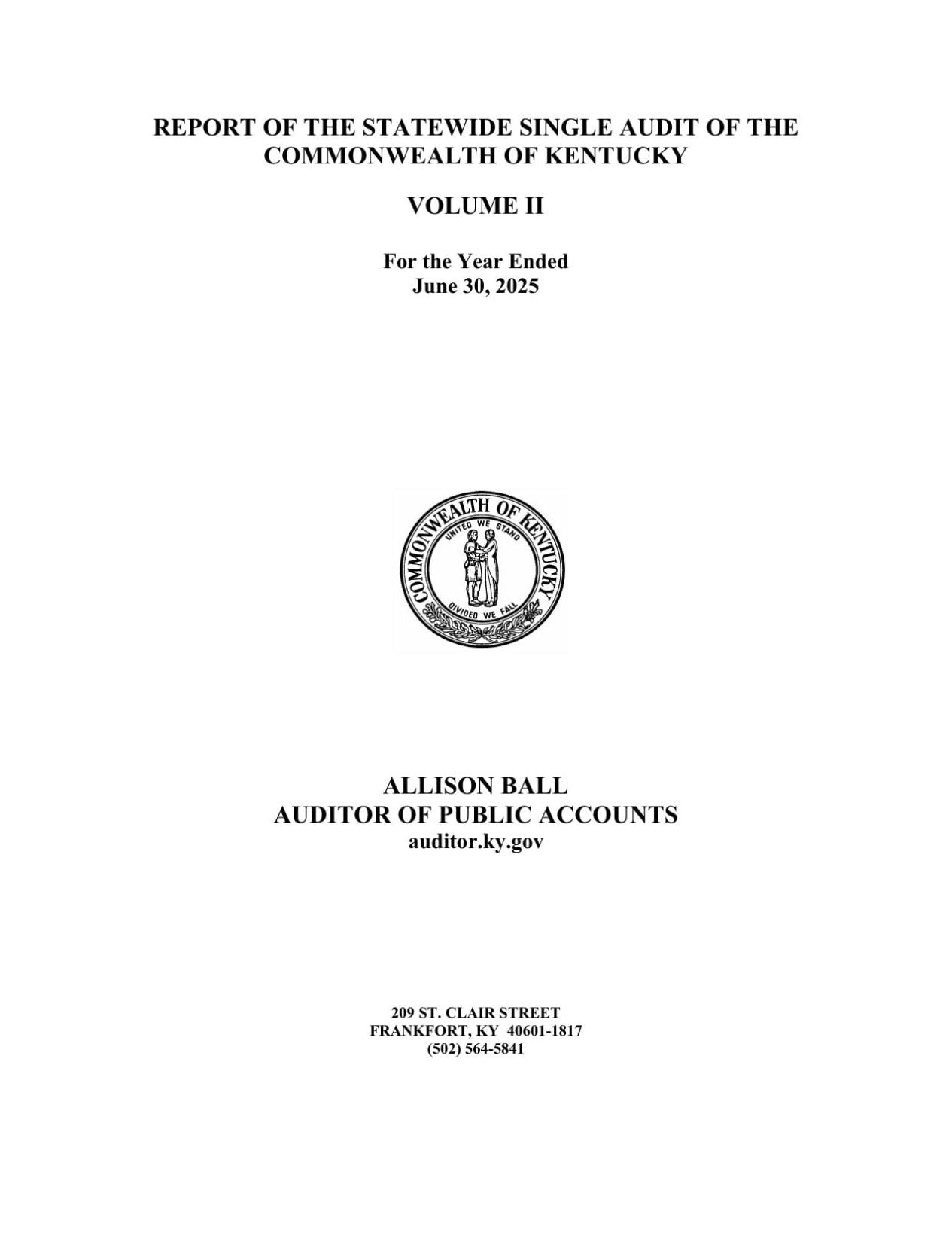 VOLUME 2 OF KENTUCKY AUDIT