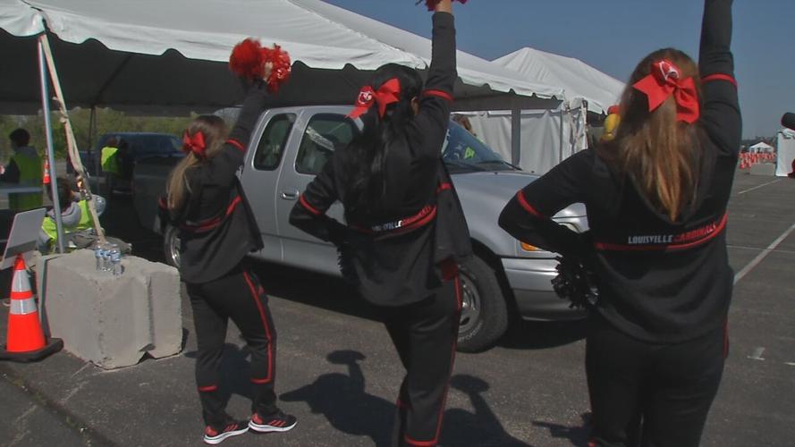 Louisville Cheerleaders at COVID-19 Vaccine Site
