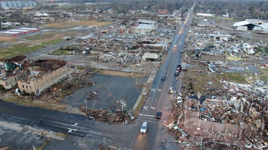 Tornado damage in Mayfield, KY