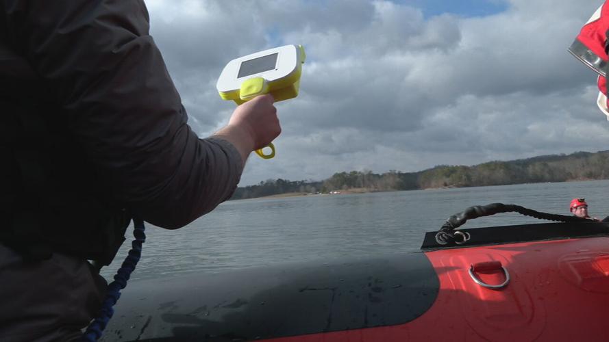 Clark County Emergency Management led first responders on day of training on a hand-held sonar device at Deam Lake in Borden, Indiana. (WDRB Image) Jan. 4, 2024