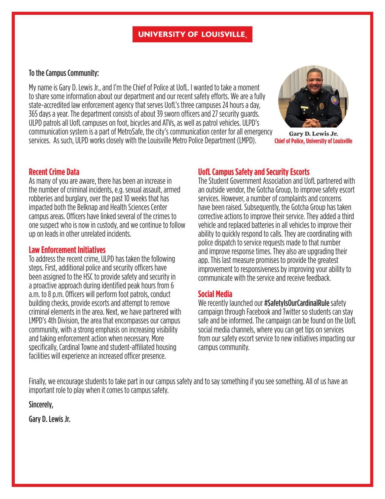 U of L Police Crime Bulletin