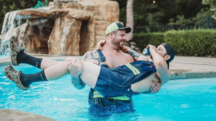 Skyler Ipock and Aaron Brothers embrace