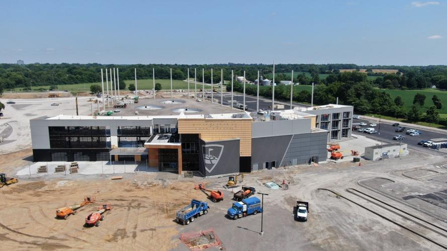 Aerial view of Louisville Topgolf progress 7-11-22
