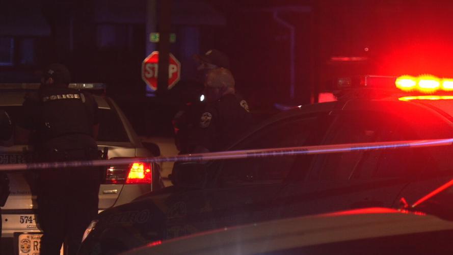 Louisville crime scene with police lights