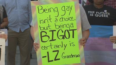 More than 100 people rally in support of Elizabethtown man told not to come to work over LGBTQ T-shirt