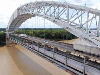 Drone footage of the Sherman Minton Bridge