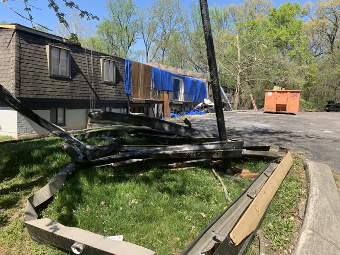 Debris outside PRP apartment damaged in April 5 storms