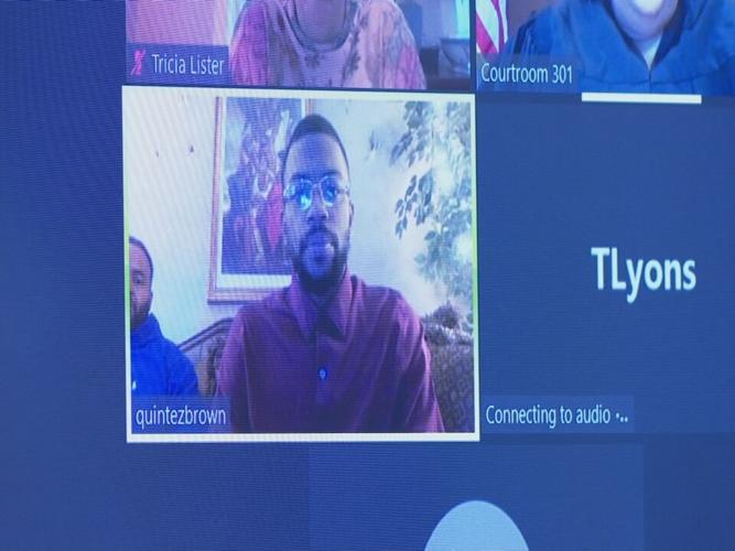 Quintez Brown during hearing on Feb. 23, 2022