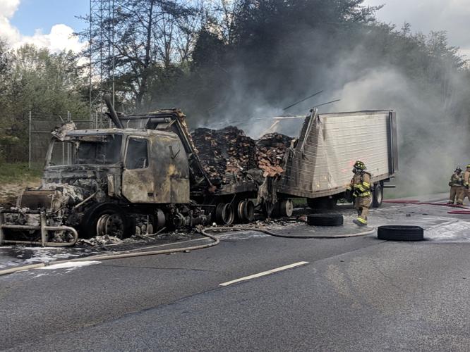 I-64 W in Floyd Co. tractor-trailer fire