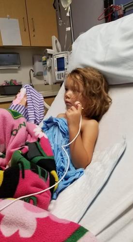 Evelena in the hospital with leukemia