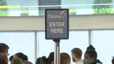 TSA PreCheck sign at the Louisville Muhammad Ali International Airport
