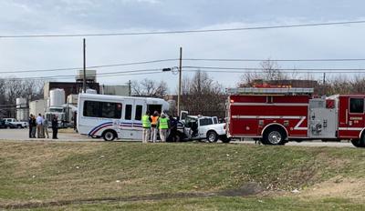 Motor vehicle crash involving TARC 3 bus and pickup truck on Dec. 3, 2019, 3rd Street Road