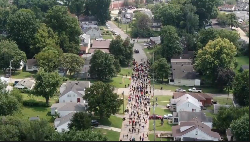 Until Freedom Protesters march - aerial view