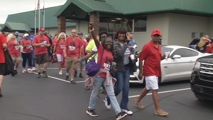 Louisville Ford workers depart for Bowling Green to support striking workers at Corvette Assembly Plant